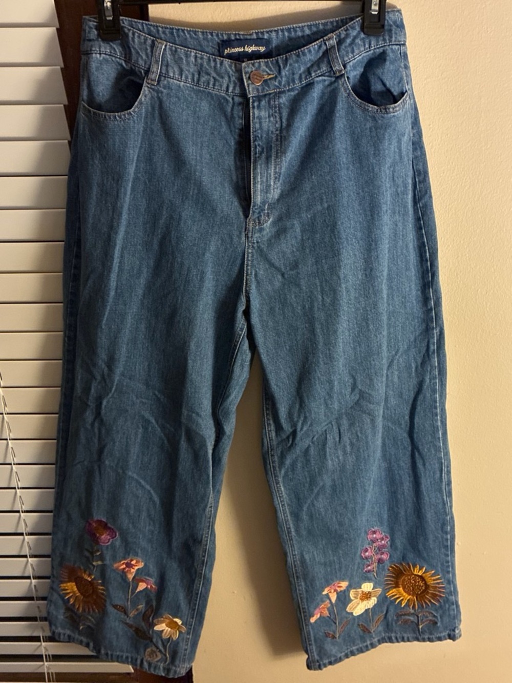 Princess Highway Embroidered Wide-Leg Women's Jeans - Blue
